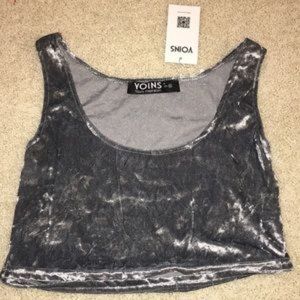 silver (VELVET) croptop